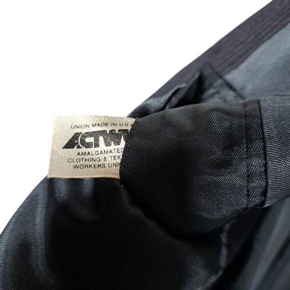 Vintage Pierre Cardin Mens 3-Piece Navy Suit 42R 36x34 Pinstripe Blue Wool 1980s - Picture 9 of 14